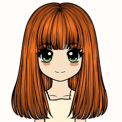 straight hair with bangs realistic