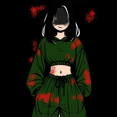 realistic girl faceless with baggy pants and a crop top