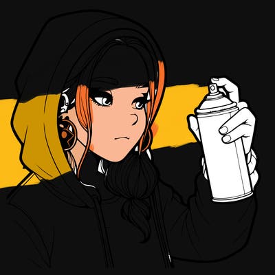 a realistic girl, spray painting