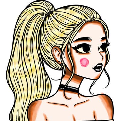 a beautiful and realistic girl with a high pony tail