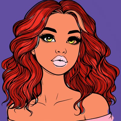 realistic girl with wavy hair and lips
