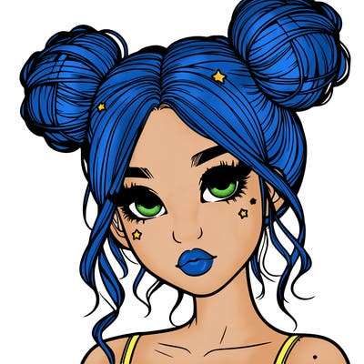 realistic girl with space buns