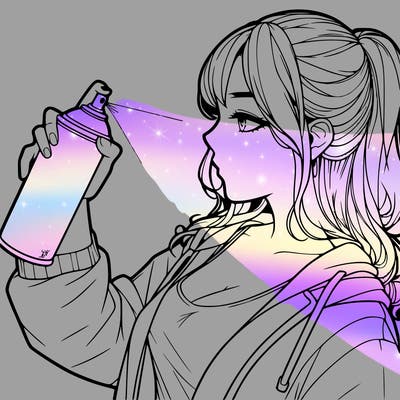 a realistic girl spray, painting