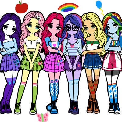 a group of girls realistic