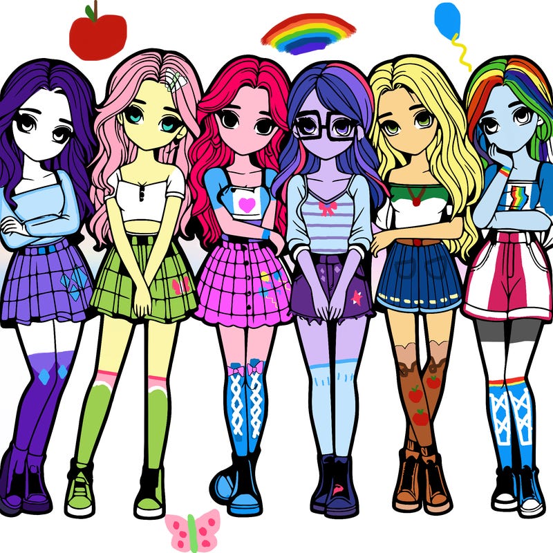 a group of girls realistic
