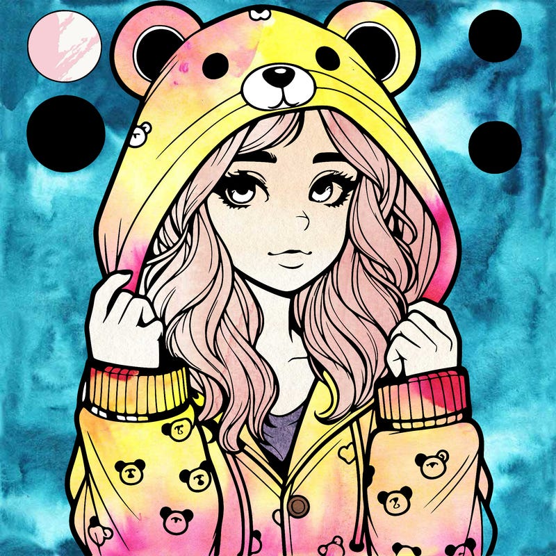 realistic girl in a animal pjs hoodie