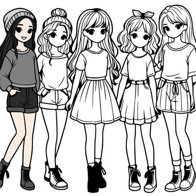 a group of five girls