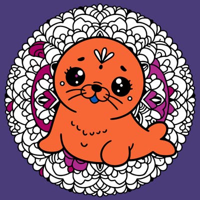 a cute baby seal mandala