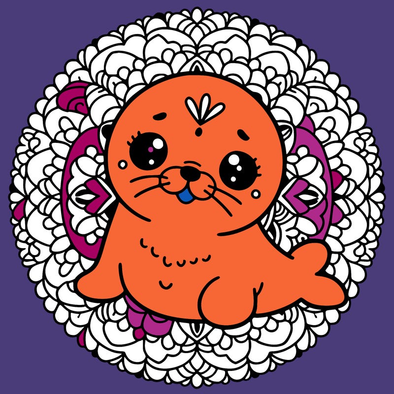 a cute baby seal mandala