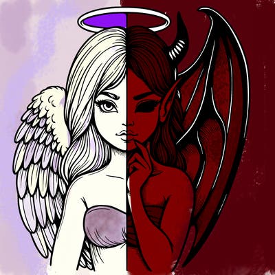 realistic angel half demon