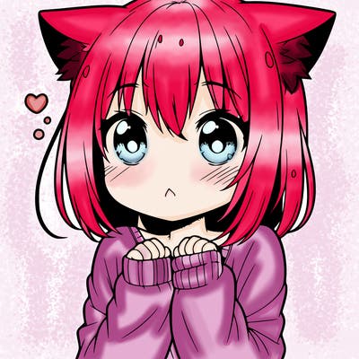shy anime catgirl