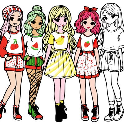 a group of five girls