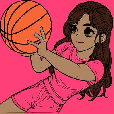 realistic girl playing basketball