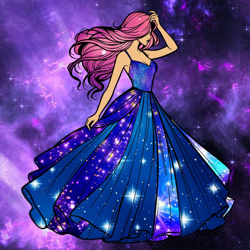 realistic woman with dress flowing in the wind