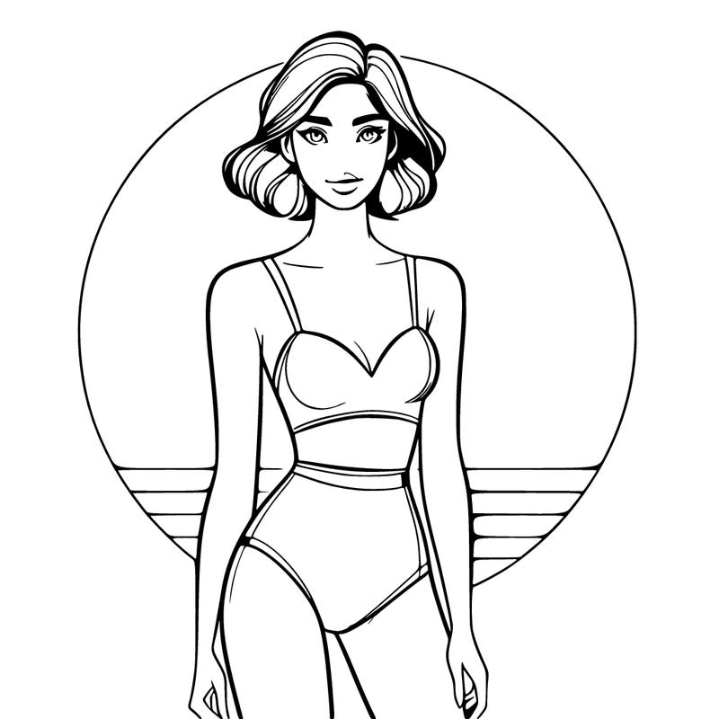 realistic woman in swimsuit
