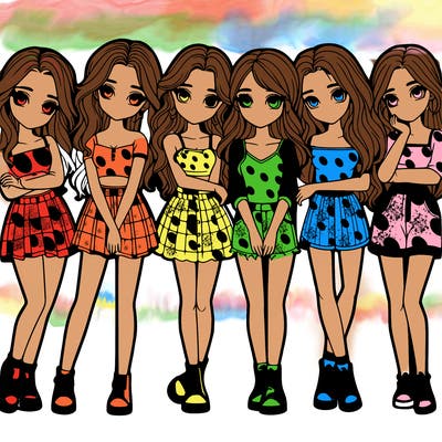 a group of girls realistic