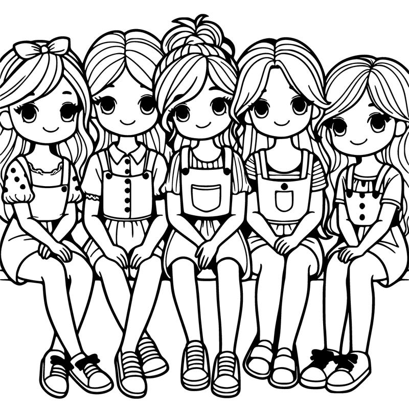 five girls sitting together