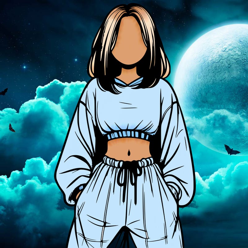 realistic girl faceless with baggy pants and a crop top