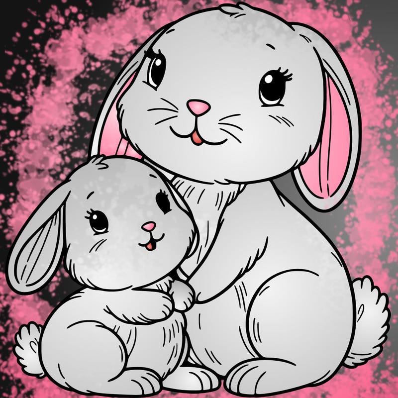 baby bunny with mama bunny