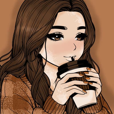 realistic girl drinking coffee
