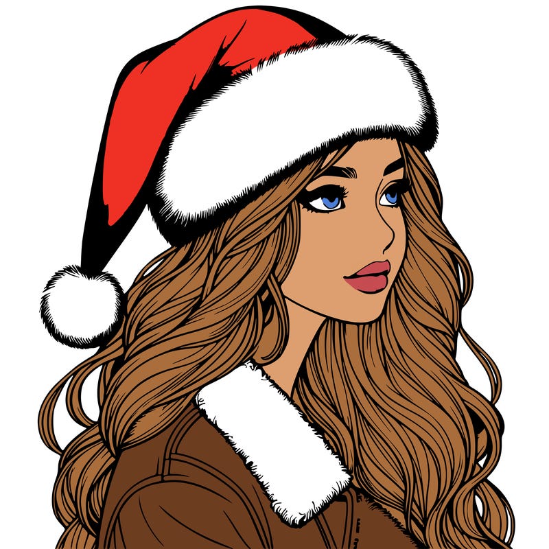 realistic girl in santa hat