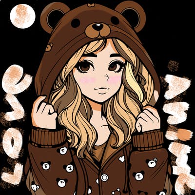 realistic girl in a animal pjs hoodie