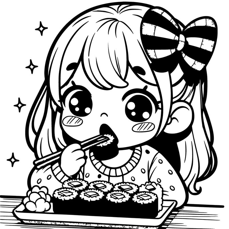 girl eating sushi