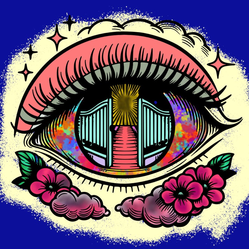 realistic eye with heaven's gates