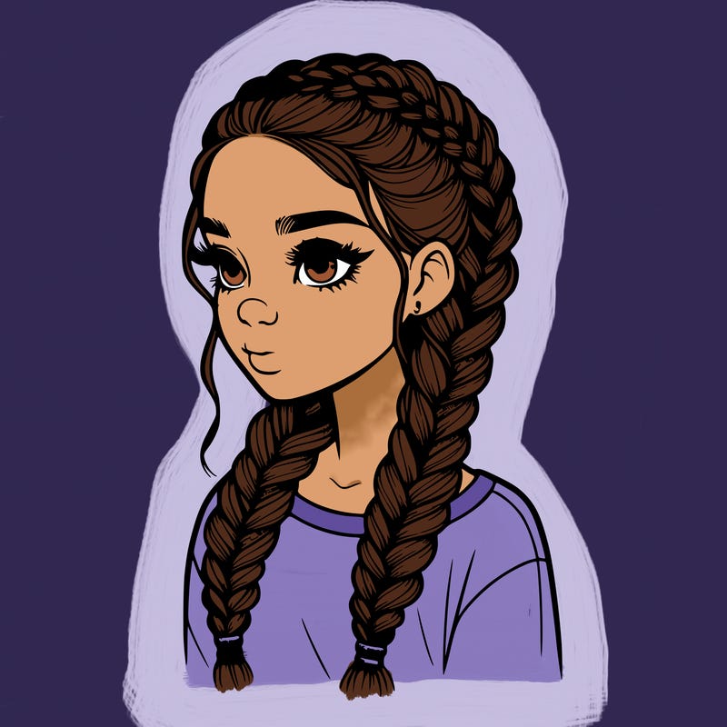 realistic girl with braids