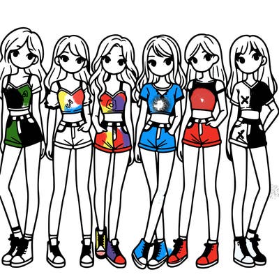 a group of girls wearing crop tops and shorts