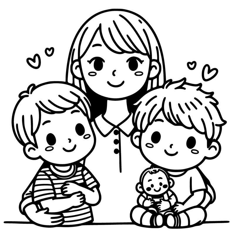 mother with two kids