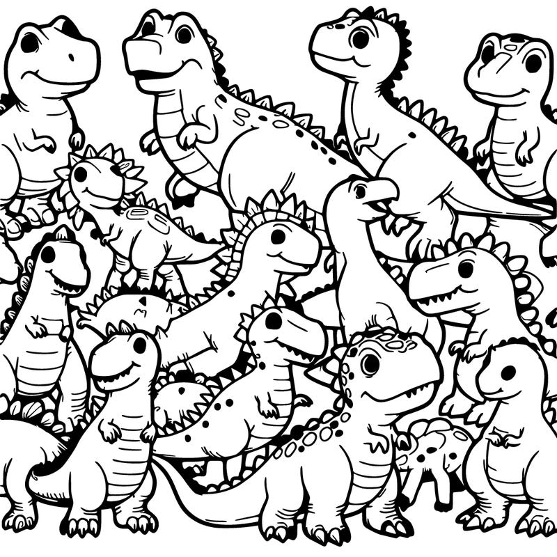 a bunch of dinosaurs