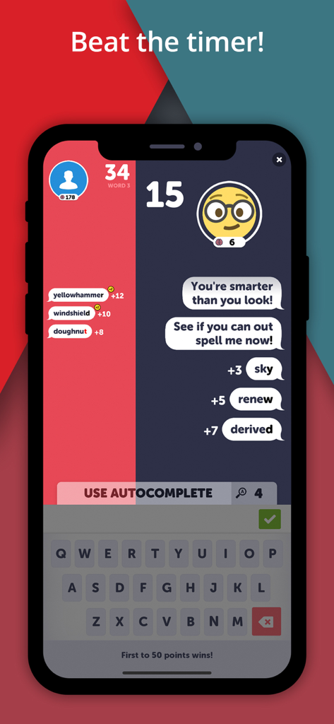 BattleText - Chat Battles - Competitive word battle gameplay in BattleText featuring a chat interface and countdown timer