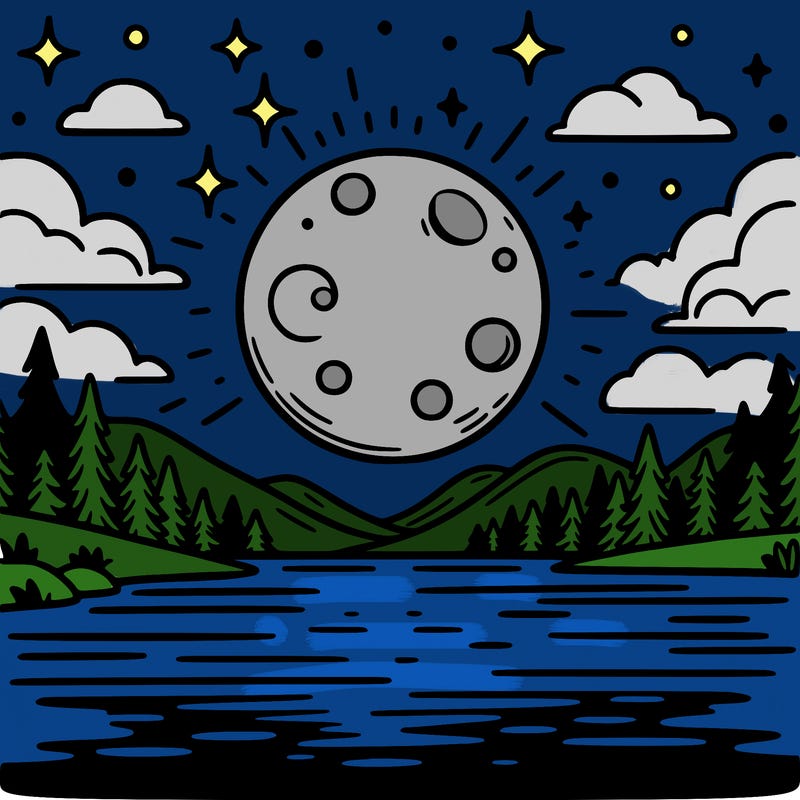 moonlight shining on a lake