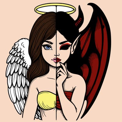 realistic angel half demon