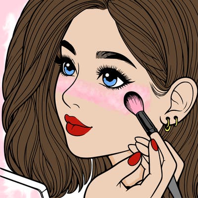 a realistic girl doing her makeup