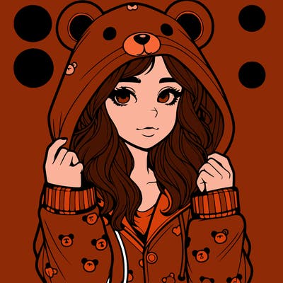 realistic girl in a animal pjs hoodie