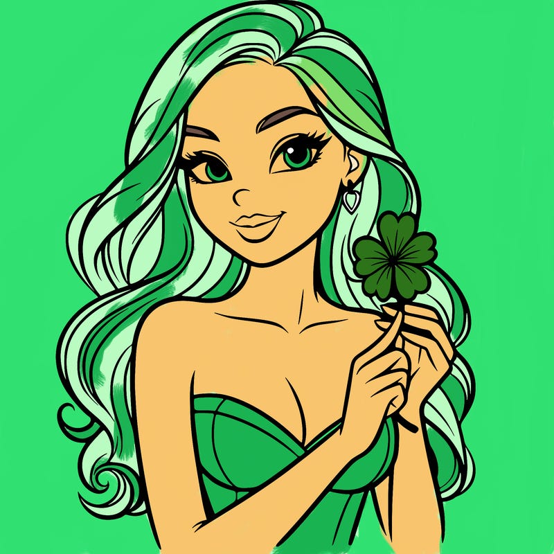 beautiful woman  carrying a clover