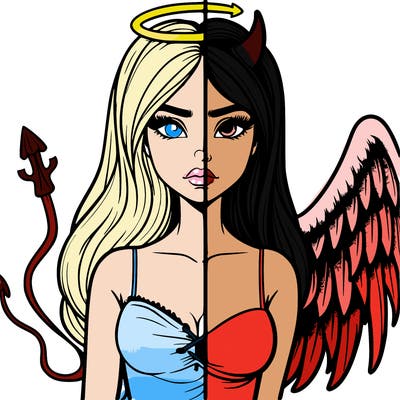devil vs angel realistic girl