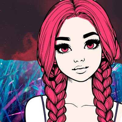 realistic girl with braids