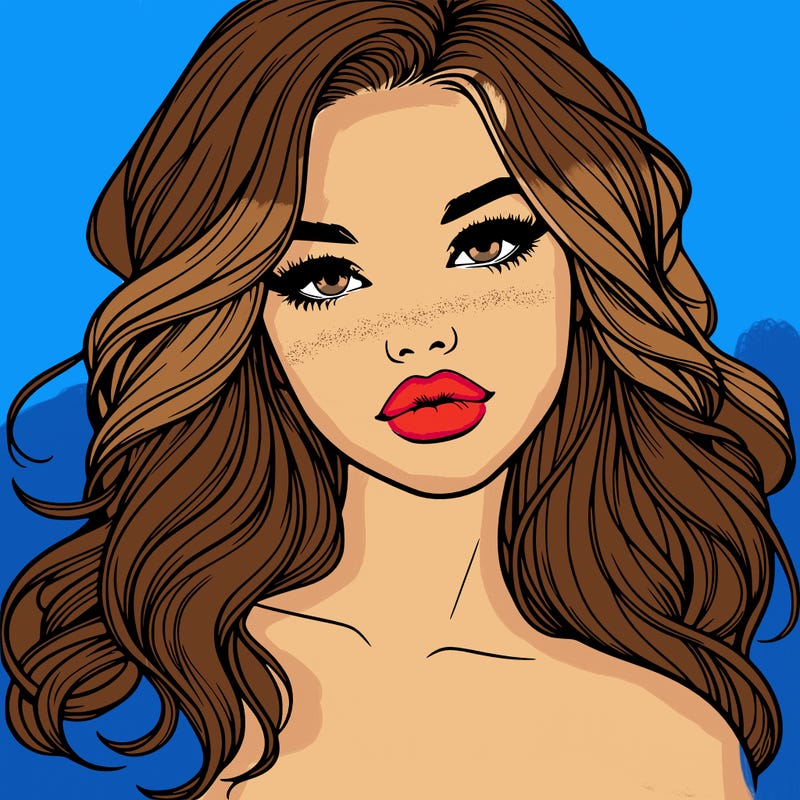 realistic girl with hair and lips