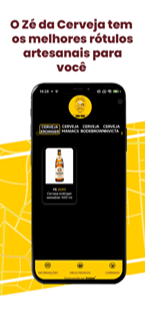 Interfaz de la aplicación Ze da Cerveja mostrando la selección de cerveza artesanal