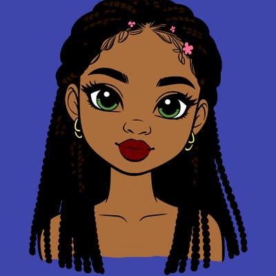 a realistic black girl with braids