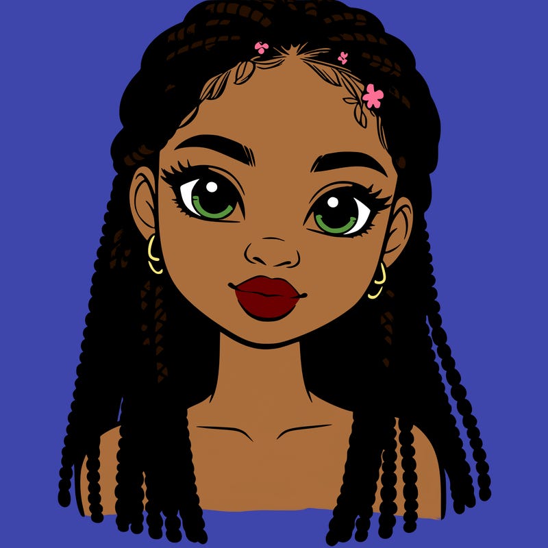 a realistic black girl with braids