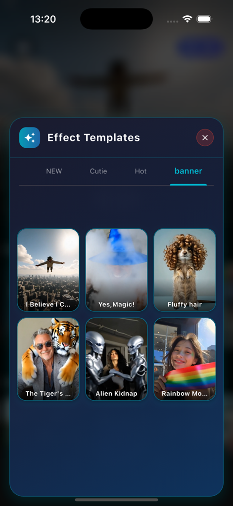 Matty:AI Image-Video Generator - Interface of Matty AI app showing various creative effect templates for video generation