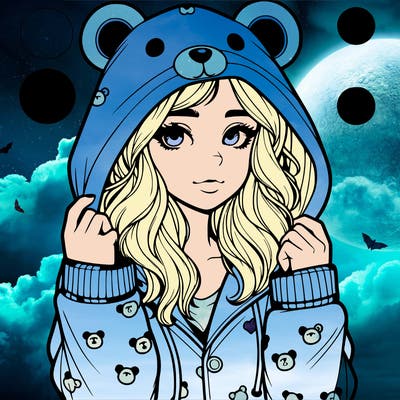 realistic girl in a animal pjs hoodie