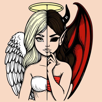 realistic angel half demon