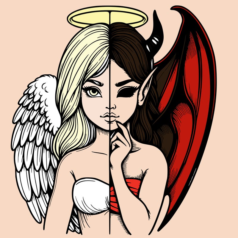 realistic angel half demon