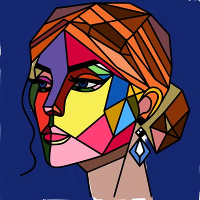 geometric art illustration of a woman's face