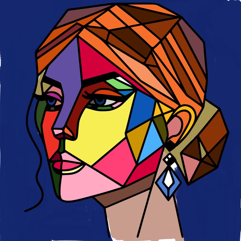 geometric art illustration of a woman's face